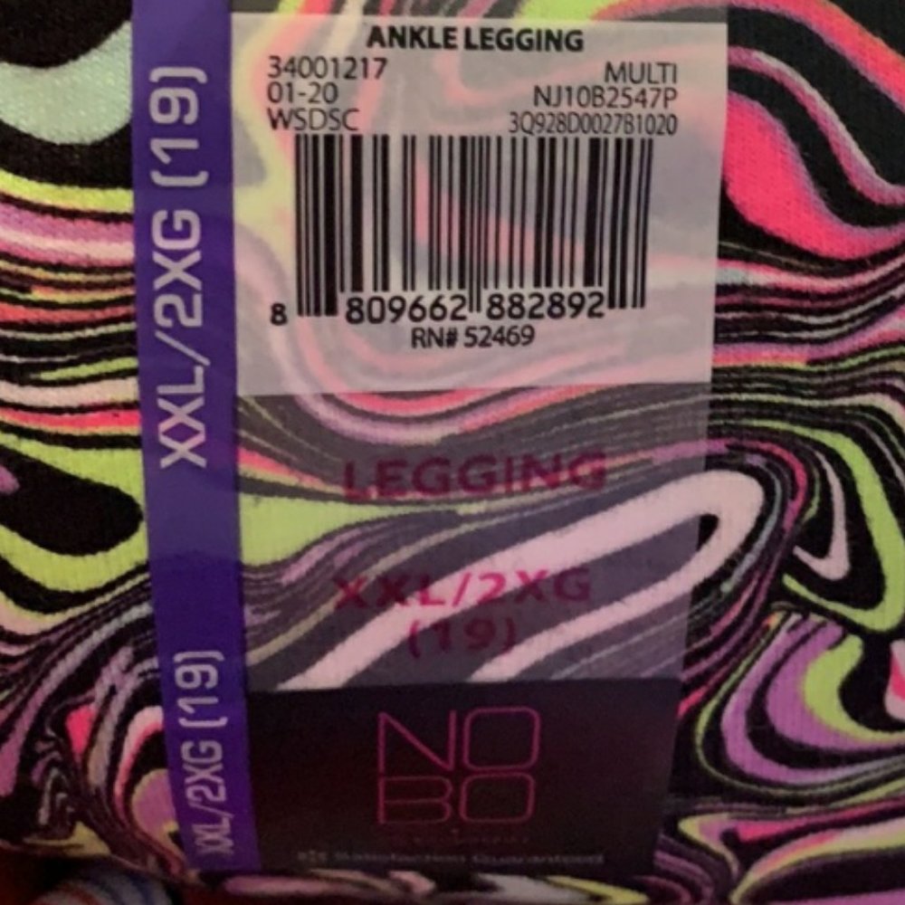 BOHO Leggings - 3X - Wavy Neon Colors - NWT